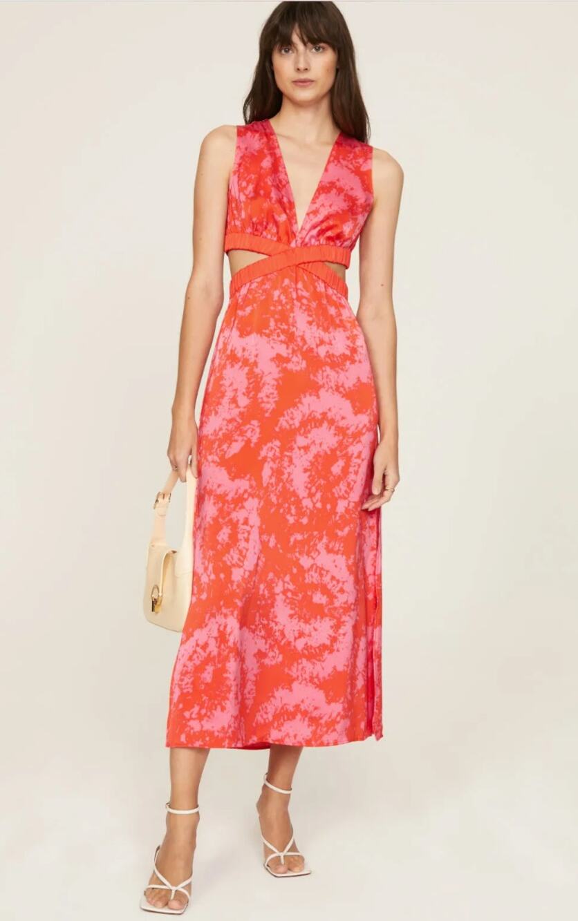 Thakoon Collective Cutout Midi Dress in Red Size 4